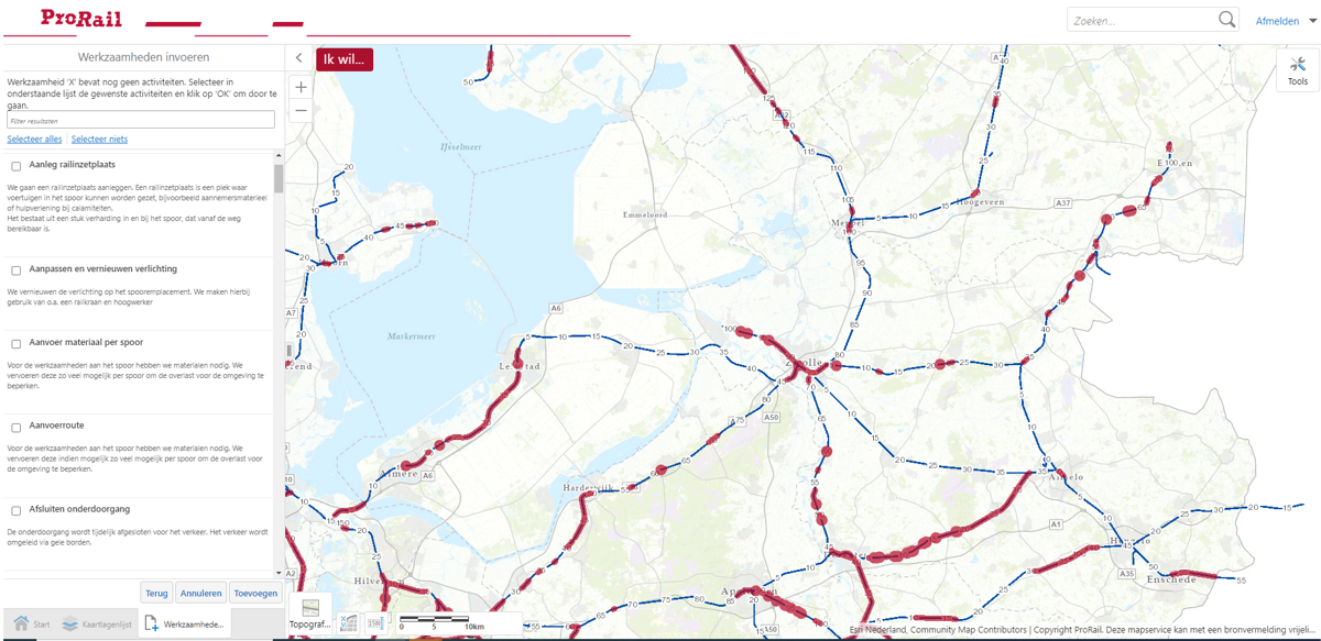 Schermafbeelding van de applicatie