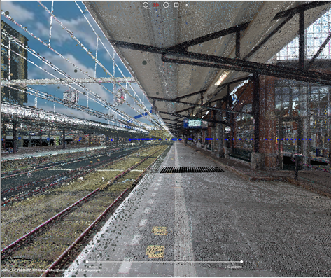 Afbeelding van perron 4 op Amersfoort centraal middels een puntenwolk