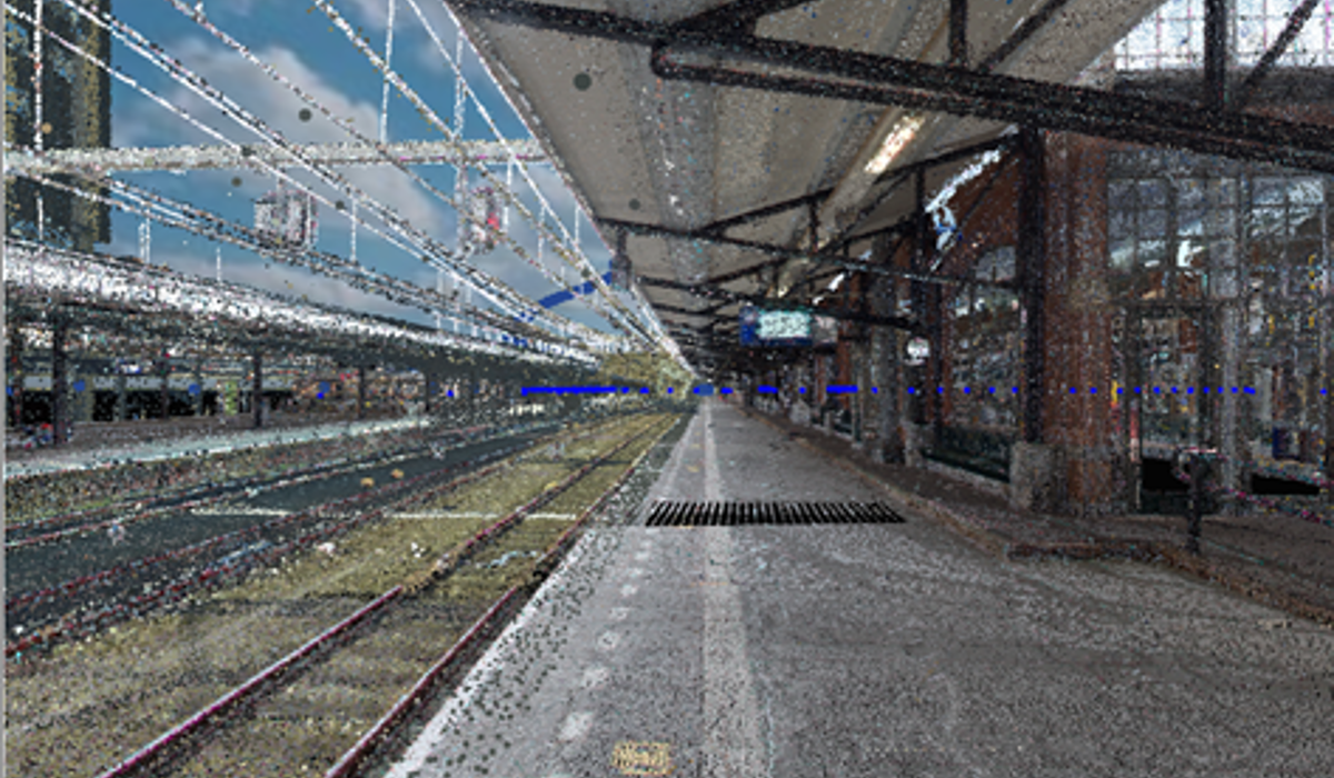 Afbeelding van perron 4 op Amersfoort centraal middels een puntenwolk